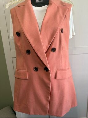 Banana Republic Coral-Pink Blazer Vest and Matching Tee